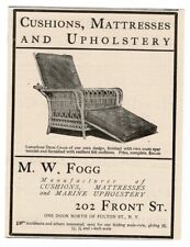 1903 M.W. FOGG Cubierta Silla Cojines Colchones Tapicería Nueva York Vintage Impreso Anuncio segunda mano  Embacar hacia Argentina