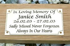 MEMORIAL BENCH PLAQUE GRAVE MARKER SIGN PERSONALISED ENGRAVED SOLID GOLD BRASS for sale  Shipping to South Africa