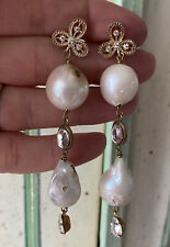 Silver pearl earrings usato  Torino