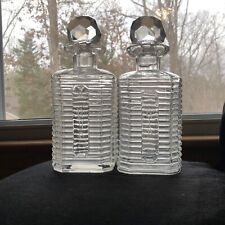 Conjunto de decantadores de licor antigo com nervuras 2 copos gravados 40 oz grande gin rye tântalo comprar usado  Enviando para Brazil