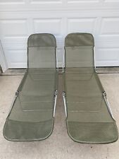 Lote 2 cadeiras lounge dobráveis gramado praia piscina malha PVC ajustável verde exército comprar usado  Enviando para Brazil