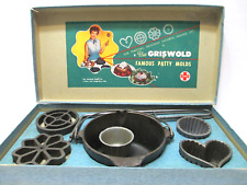 Vintage Griswold Cast Iron Patty Molds Combination Set No. 3 ORIGINAL BOX for sale  Shipping to South Africa