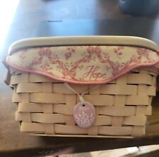 LONGABERGER HORIZON OF HOPE BREAST CANCER WHITEWASH BASKET PINK LINER LID CHARM for sale  Shipping to South Africa