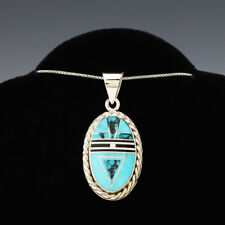 NATIVE AMERICAN NAVAJO STERLING SILVER & TURQUOISE PENDANT BY CURTIS MANYGOATS for sale  Shipping to South Africa