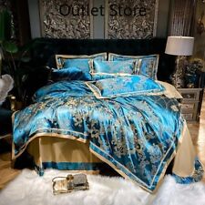Satin Jacquard Cotton Set Luxury Silky Soft Bedding Set Cover Bed Sheet 4Pcs, used for sale  Shipping to South Africa