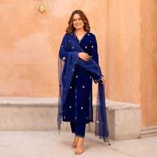 Conjunto de calça Kurti de tecido de veludo com dupatta casamento indiano conjunto de terno Salwar Kameez comprar usado  Enviando para Brazil