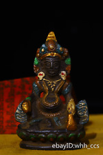 Pneu de cobre 3,2" China Tibet puro cinzel esculpido à mão pintado Huang Caishen comprar usado  Enviando para Brazil