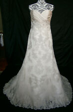 Casablanca Bridal Wedding Dress 8-10 Champagne Strapless Lace Silver Embroidery for sale  Shipping to South Africa