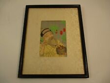 Used, Vintage Original Signed Paul Jacoulet Woodblock Print Man Feeding Baby Birds for sale  Shipping to South Africa