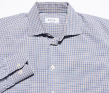 Eton Dress Shirt Men's 17/41 Contemporary Blue Yellow Check Spread Collar for sale  Shipping to South Africa