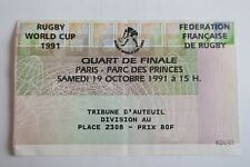 FRANCE VS ENGLAND ANGLETERRE 1/4 Rugby World Cup Coupe du Monde PARIS 19/10/1991, occasion d'occasion  France