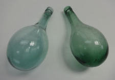 Antique Wine Bottles Round Bottom 20th Century Original Glass Pair Handmade for sale  Shipping to South Africa