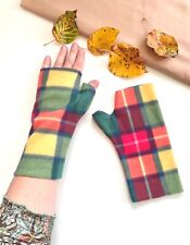 Guantes sin dedos tartán verde y amarillo acogedores guantes de invierno sencillos para mujer segunda mano  Embacar hacia Argentina