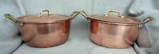 Pair Vintage Ruffoni Italy copper tin line lidded casserole/soup pot brazier for sale  Shipping to South Africa