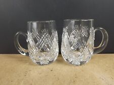 2 Cut Crystal Glass Beer Mugs Criss Cross Diamond Pattern  (it@c2), used for sale  Shipping to Canada
