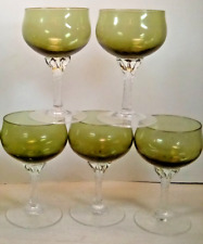 5 taças de licor Sasaki verde cristal redemoinho transparente haste de torção 4-1/2" CINCO comprar usado  Enviando para Brazil