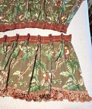 Custom Pleated Valance 22x90 Foliage & Monkeys Tassel Trim, used for sale  Shipping to South Africa