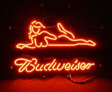 Hot Girl Budweiser placa de luz neon cerveja bar pub parede pendurada luz noturna 17"x14", usado comprar usado  Enviando para Brazil