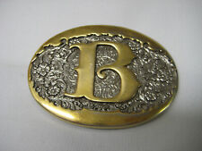 Solid Brass Belt Buckle w Initial Letter “ B “ Award Design Medals Western USA for sale  Wichita Falls