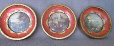 3 Small Vintage Round Framed Florentine Gilt Italian Scenes Wall Decor Handmade for sale  Shipping to South Africa