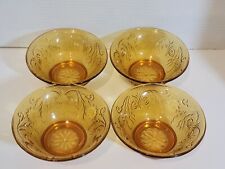 Vintage Tiara Indiana Glass Amber Sandwich Set of 4 Small Fruit Dessert Bowls for sale  Shipping to South Africa