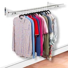 4ft Clothes Rail Chrome Wall Mounted Garment Hanging Wardrobe Rack Storage , used for sale  Shipping to South Africa