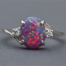 Oval Fire Opal Ring for Women Silver Engagement Rings Wedding Jewelry Size 5-10 for sale  Shipping to South Africa