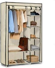 Hododou Portable Wardrobe Double Canvas Wardrobe Cupboard Clothes Storage Beige for sale  Shipping to South Africa