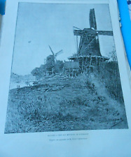 1892 engraving windmills d'occasion  Expédié en Belgium