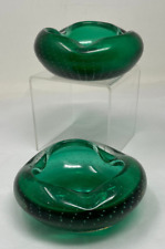 Cinzeiros de charuto verde esmeralda bolha controlada vidro Murano vintage combinando comprar usado  Enviando para Brazil