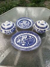 Juego de 4 platos de porcelana de porcelana de colección de Churchill finos ingleses azul para servir segunda mano  Embacar hacia Argentina