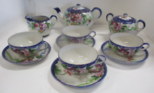 Used, Vintage Porcelain Floral Japan Tea Set Teapot, Creamer, Sugar, Cups, Saucers for sale  Shipping to South Africa