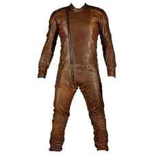 Men Genuine Soft Leather Jumpsuit Catsuit Brown Vintage Biker Racer Suit for sale  Shipping to South Africa