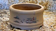 Round Unglazed Hand Painted Bonsai Pot Planter Signed Pottery for sale  Shipping to South Africa