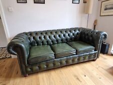 Green leather chesterfield for sale  LONDON
