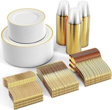Open Box FOCUSLINE 600pcs Gold Dinnerware Set for 100 Guests, Gold Rim. for sale  Shipping to South Africa