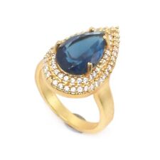 Used, Blue Tanzanite CZ Quartz Gemstone Gold Plated Jewelry Women Gift Ring 8.5 U086 for sale  Shipping to South Africa