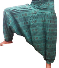 Calça harém masculina feminina ioga hippie algodão indiano azul OM folgada ALI BABA CIGANA comprar usado  Enviando para Brazil