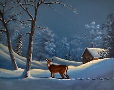 oil winter painting cabin art for sale  Owensboro
