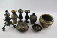 Brass Bronze Vases & Other Eastern Ornaments Bowl Candlestick w/ Cloisonne x 7, used for sale  Shipping to South Africa