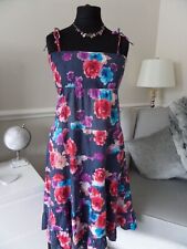 RIVIERA AT BHS SIZE 10 GREY & MULTI FLORAL STRAPPY INDIAN COTTON SHIRRED DRESS for sale  Shipping to South Africa