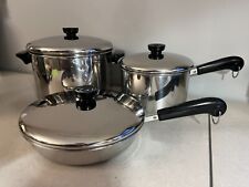 Revere ware cookware 1801 6 piece pot pan lid set lot 9" 3  6 qt stainless steel for sale  Shipping to South Africa