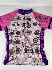 Used, World Jerseys Cycling Jersey Pink Purple Go Girl Keep On Pedaling Bicycles SZ L for sale  Munster