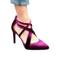 Used, NINE WEST High Heel Shoes Women SZ 8.5 Zamiao  Strappy Purple Velvet Pointed Toe for sale  Shipping to South Africa