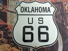OLD VINTAGE STATE OF OKLAHOMA U.S. HIGHWAY ROUTE 66 PORCELAIN ROADWAY ROAD SIGN for sale  Shipping to Canada
