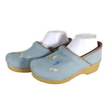 Dansko Women's Twin 39 US8-8,5 Dog Walkers Nubuck Baby Blue Retired Pro Clogs  for sale  Shipping to South Africa
