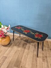 Vintage Coffee Table Rose Pattern Mid century Modern Low Side Table Retro  for sale  Shipping to South Africa