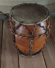 Tambor africano pele de animal instrumento musical percussão aprox. 8" x 6,5" comprar usado  Enviando para Brazil