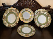 Stunning Set of 6 Noritake Service Cabinet Porcelain Dinner Plates Green & Gold for sale  Shipping to South Africa