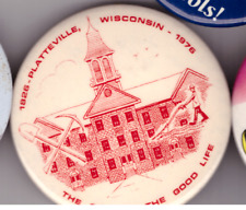Platteville Wisconsin SESQUICENTENNIAL 1826-1976 3" CELLO PINBACK BUTTON for sale  Shipping to South Africa
